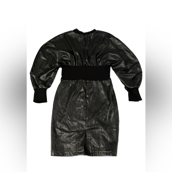 NWT Pantora Brenda  faux leatherette black dress - Picture 4 of 8